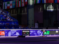 Auriane Mallo-Breton of Team France and Alberta Santuccio of Team Italy are reacting  after  the Fencing Women's Epee Team Gold Medal match...