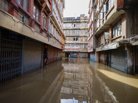 Houses are being partially submerged in Kathmandu, Nepal, on July 31, 2024. (