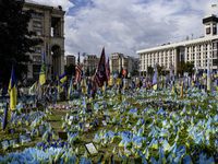 A makeshift memorial is honoring the Ukrainian Armed Forces soldiers who are dying in battles with Russian troops on Independence Square in...