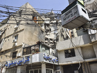 A view is showing a partially destroyed building, which is being targeted by the Israeli army, in Beirut, Lebanon, on July 31, 2024. The Isr...