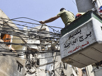 A view is showing a partially destroyed building, which is being targeted by the Israeli army, in Beirut, Lebanon, on July 31, 2024. The Isr...