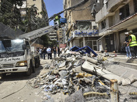 A view is showing a partially destroyed building, which is being targeted by the Israeli army, in Beirut, Lebanon, on July 31, 2024. The Isr...