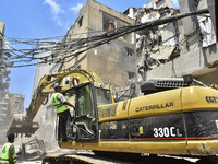 A view is showing a partially destroyed building, which is being targeted by the Israeli army, in Beirut, Lebanon, on July 31, 2024. The Isr...