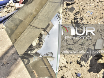 A view is showing a partially destroyed building, which is being targeted by the Israeli army, in Beirut, Lebanon, on July 31, 2024. The Isr...