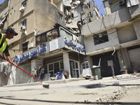 A view is showing a partially destroyed building, which is being targeted by the Israeli army, in Beirut, Lebanon, on July 31, 2024. The Isr...