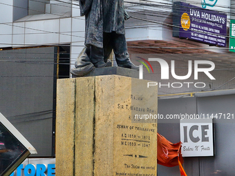 A statue of Raja Sir T. Madhava Rao is standing in Thiruvananthapuram (Trivandrum), Kerala, India, on April 13, 2024. Raja Sir T. Madhava Ra...