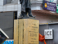 A statue of Raja Sir T. Madhava Rao is standing in Thiruvananthapuram (Trivandrum), Kerala, India, on April 13, 2024. Raja Sir T. Madhava Ra...