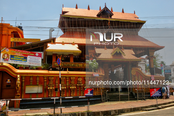 Pazhavangadi Ganapathy Temple is standing in Thiruvananthapuram (Trivandrum), Kerala, India, on April 13, 2024. 