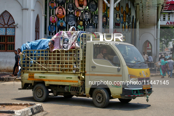 A truck is being filled with goods in Thiruvananthapuram (Trivandrum), Kerala, India, on April 13, 2024. 