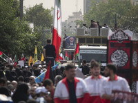 A truck carrying the coffins containing the bodies of Hamas leader Ismail Haniyeh and his bodyguard Abu Shaaban is making its way through th...