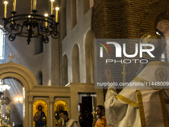 The Patriarch of the Bulgarian Orthodox Church, Daniil, is conducting the holy liturgy and water consecration at the Saint Sofia Church in S...