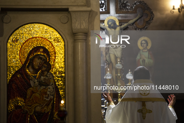 The Patriarch of the Bulgarian Orthodox Church, Daniil, is conducting the holy liturgy and water consecration at the Saint Sofia Church in S...