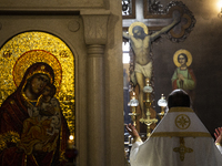 The Patriarch of the Bulgarian Orthodox Church, Daniil, is conducting the holy liturgy and water consecration at the Saint Sofia Church in S...