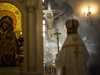 The Patriarch of the Bulgarian Orthodox Church, Daniil, is conducting the holy liturgy and water consecration at the Saint Sofia Church in S...