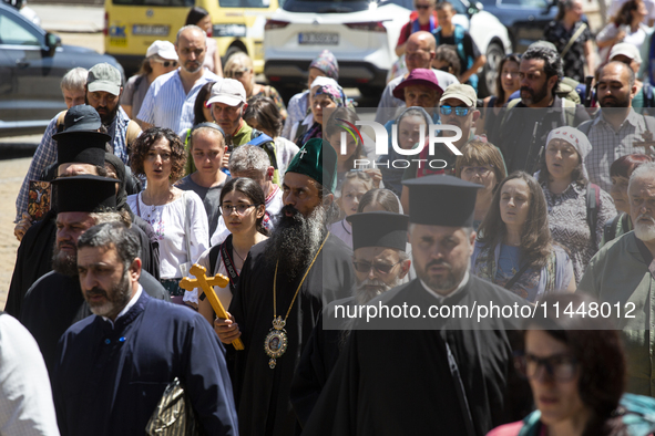 The Patriarch of the Bulgarian Orthodox Church, Daniil, is conducting the holy liturgy and water consecration at the Saint Sofia Church in S...