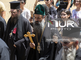 The Patriarch of the Bulgarian Orthodox Church, Daniil, is conducting the holy liturgy and water consecration at the Saint Sofia Church in S...