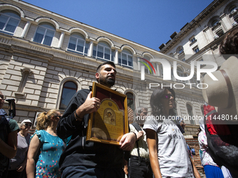 The Patriarch of the Bulgarian Orthodox Church, Daniil, is conducting the holy liturgy and water consecration at the Saint Sofia Church in S...