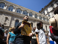 The Patriarch of the Bulgarian Orthodox Church, Daniil, is conducting the holy liturgy and water consecration at the Saint Sofia Church in S...