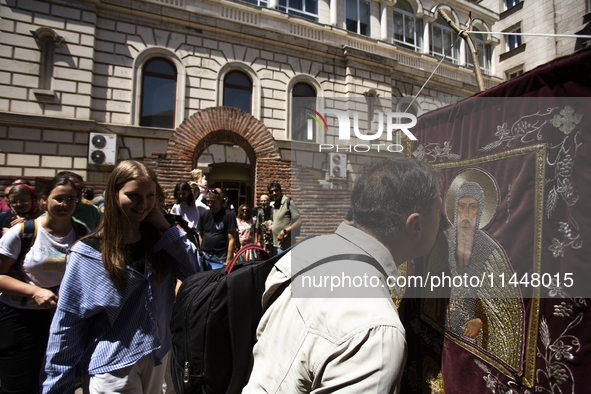 The Patriarch of the Bulgarian Orthodox Church, Daniil, is conducting the holy liturgy and water consecration at the Saint Sofia Church in S...