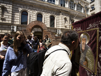 The Patriarch of the Bulgarian Orthodox Church, Daniil, is conducting the holy liturgy and water consecration at the Saint Sofia Church in S...