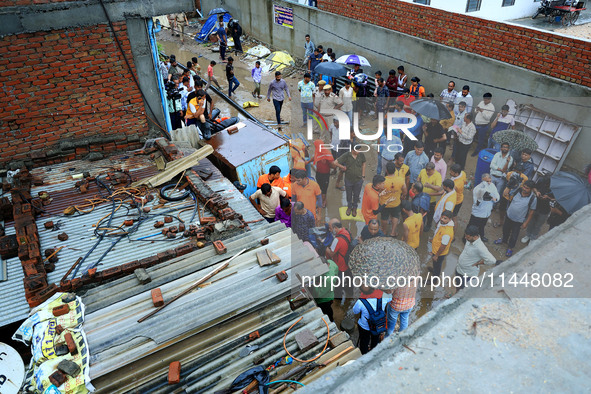 Police and SDRF personnel are conducting a rescue operation after three people drowned in rainwater that entered the basement of their house...