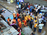 Police and SDRF personnel are conducting a rescue operation after three people drowned in rainwater that entered the basement of their house...