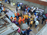 Police and SDRF personnel are conducting a rescue operation after three people drowned in rainwater that entered the basement of their house...