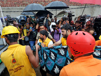 Police and SDRF personnel are conducting a rescue operation after three people drowned in rainwater that entered the basement of their house...