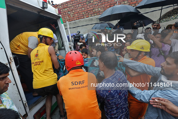 Police and SDRF personnel are conducting a rescue operation after three people drowned in rainwater that entered the basement of their house...