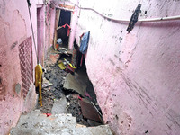 An inside view of a house after three people are drowning in rainwater that is entering the basement due to heavy rainfall in the VKI area i...