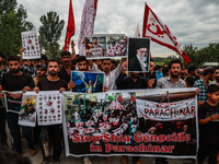 Shia devotees are condemning the killing in Parachinar as they hold Yahya Sinwar's portraits during the 25th Muharram procession in Baramull...