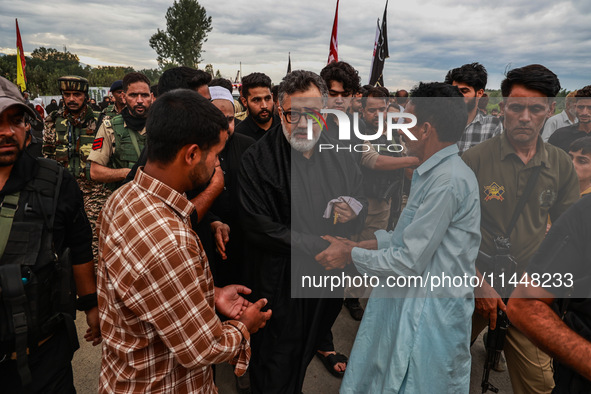 Shia Cleric Imran Reza Ansari is taking part in the 25th Muharram procession in Baramulla, Jammu and Kashmir, India, on August 1, 2024 