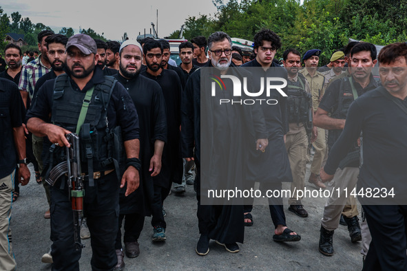 Shia Cleric Imran Reza Ansari is taking part in the 25th Muharram procession in Baramulla, Jammu and Kashmir, India, on August 1, 2024 