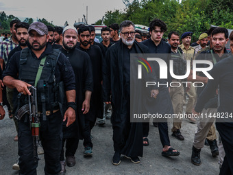 Shia Cleric Imran Reza Ansari is taking part in the 25th Muharram procession in Baramulla, Jammu and Kashmir, India, on August 1, 2024 (