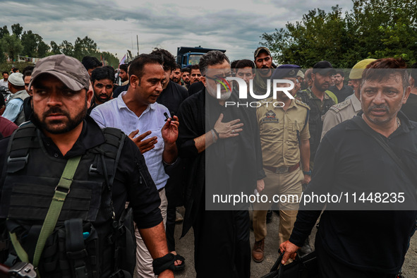 Shia Cleric Imran Reza Ansari is taking part in the 25th Muharram procession in Baramulla, Jammu and Kashmir, India, on August 1, 2024 