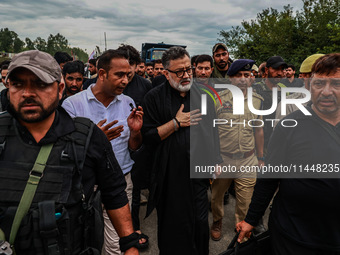 Shia Cleric Imran Reza Ansari is taking part in the 25th Muharram procession in Baramulla, Jammu and Kashmir, India, on August 1, 2024 (