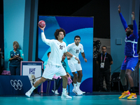 Ali ZEIN of the Egypt Team is playing during the men's Handball Preliminary Round - Group B match between France and Egypt in Paris, France,...