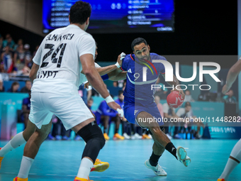 Melvyn Richardson of the France Team is playing during the men's Handball Preliminary Round - Group B match between France and Egypt in Pari...