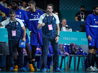 Head Coach GILLE Guillaume of the France Team is coaching during the men's Handball Preliminary Round - Group B match between France and Egy...