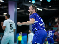 Valentin PORTE of the France Team is celebrating during the men's Handball Preliminary Round - Group B match between France and Egypt in Par...