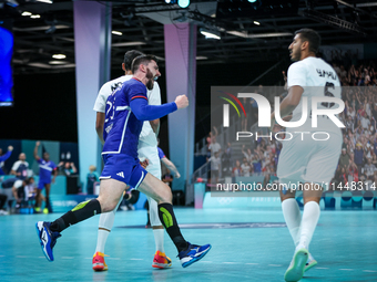 Ludovic FABREGAS of the France Team is celebrating during the men's Handball Preliminary Round - Group B match between France and Egypt on D...