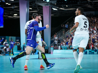 Ludovic FABREGAS of the France Team is celebrating during the men's Handball Preliminary Round - Group B match between France and Egypt on D...