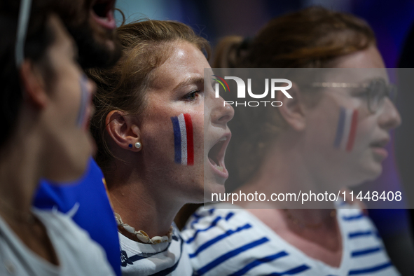 Fans of the France team are gathering before the Men's Preliminary Round Group B match between France and Egypt on day five of the Olympic G...