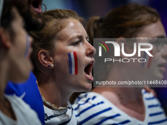 Fans of the France team are gathering before the Men's Preliminary Round Group B match between France and Egypt on day five of the Olympic G...