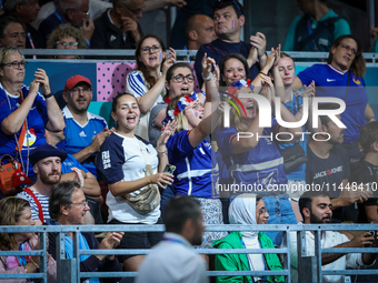 Fans of the France team are gathering before the Men's Preliminary Round Group B match between France and Egypt on day five of the Olympic G...