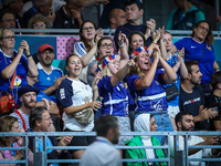 Fans of the France team are gathering before the Men's Preliminary Round Group B match between France and Egypt on day five of the Olympic G...