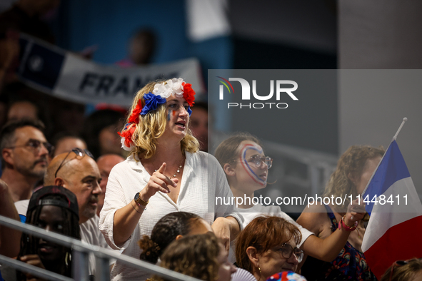 Fans of the France team are gathering before the Men's Preliminary Round Group B match between France and Egypt on day five of the Olympic G...