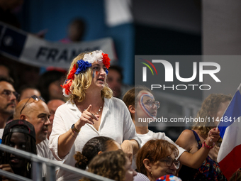 Fans of the France team are gathering before the Men's Preliminary Round Group B match between France and Egypt on day five of the Olympic G...