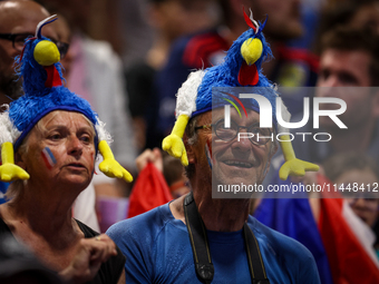 Fans of the France team are gathering before the Men's Preliminary Round Group B match between France and Egypt on day five of the Olympic G...