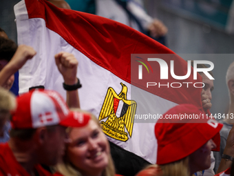 Fans of the Egypt team are gathering before the Men's Preliminary Round Group B match between France and Egypt on day five of the Olympic Ga...